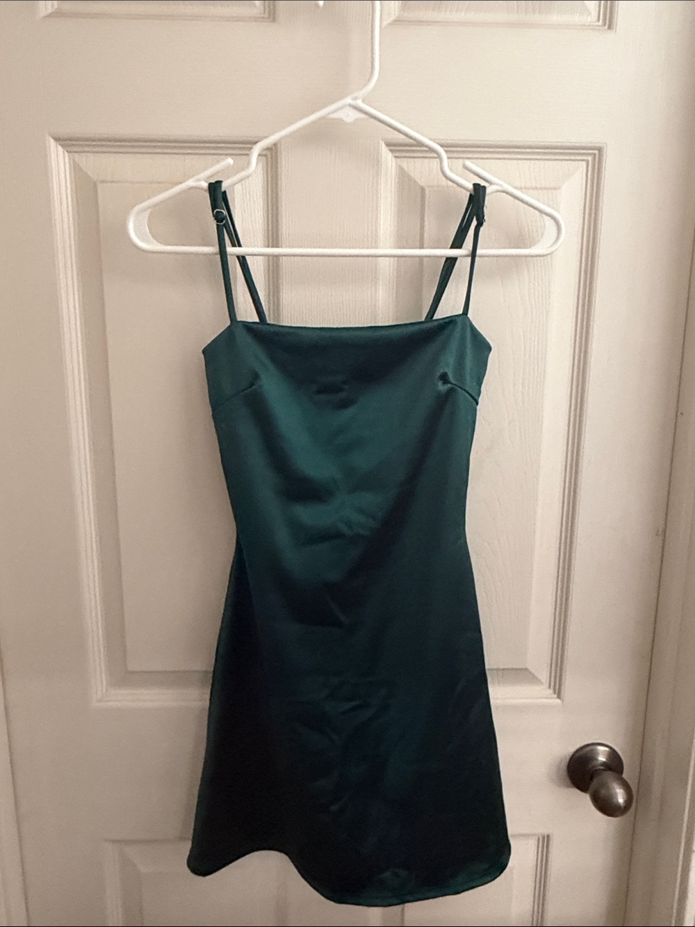 Dark Green Slip Dress with Adjustable Straps